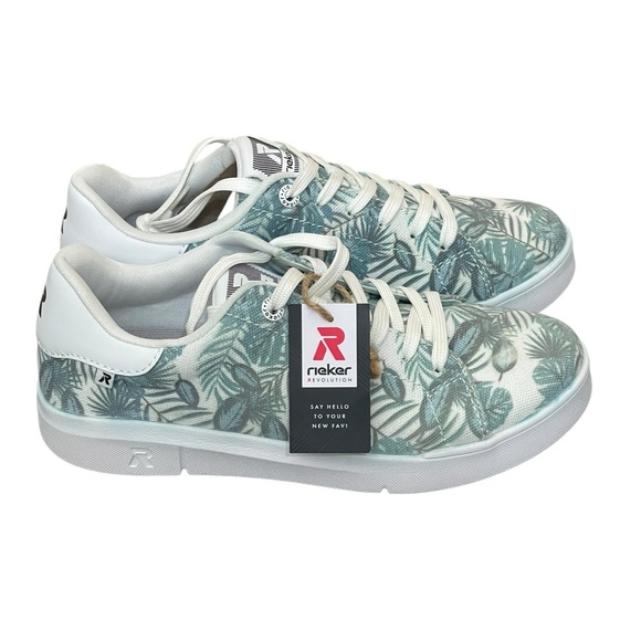 Rieker White and Green Leaf Pattern Sneakers size 38(7-7.5 USA) - Picture 3 of 16